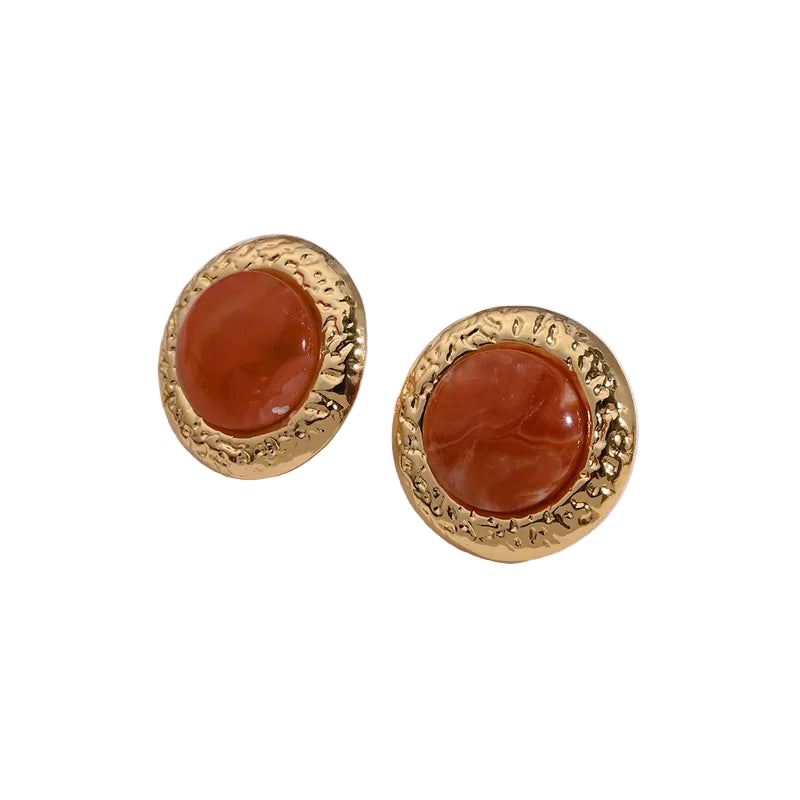 Earrings Gold Plated Red Red Frame-EA018