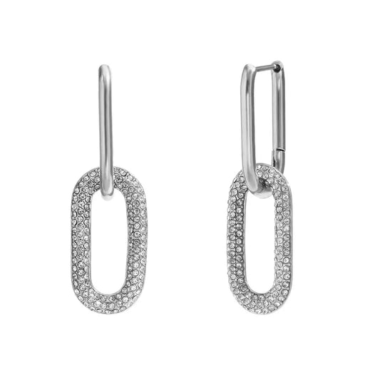 Silver Silver Earrings with Zircon -EA436