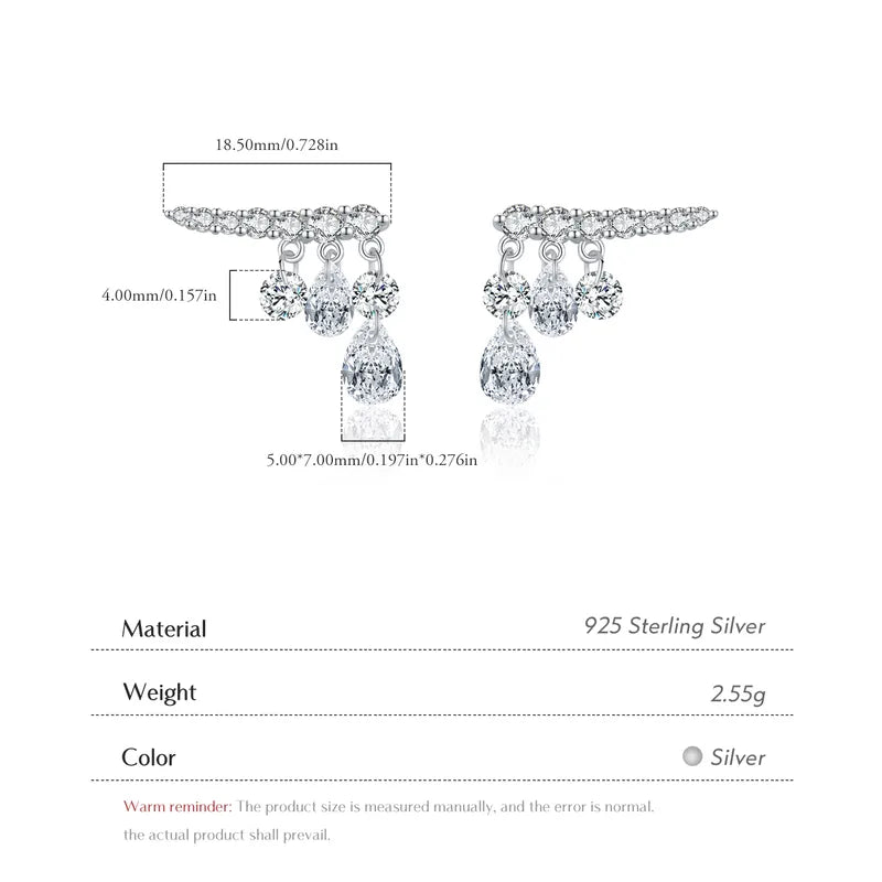 Silver S925 earrings with zircon tears-ea567