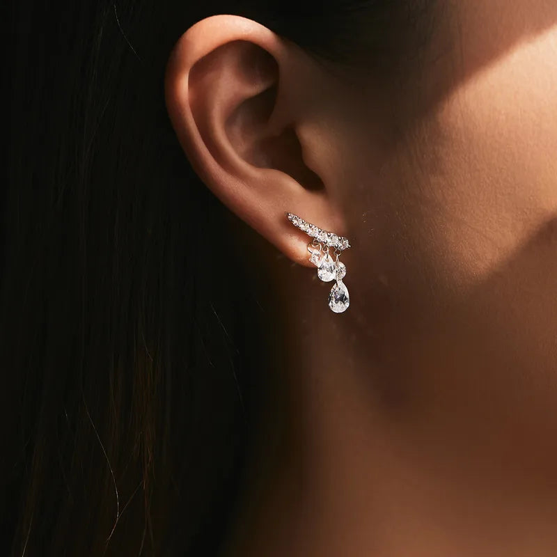 Silver S925 earrings with zircon tears-ea567