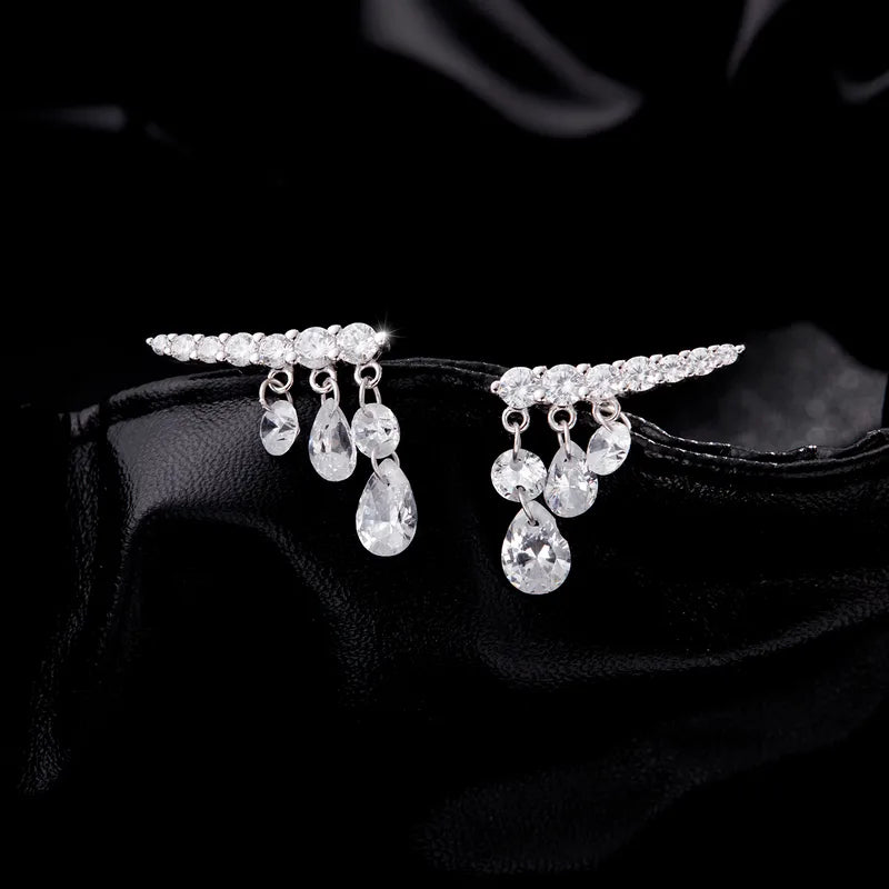 Silver S925 earrings with zircon tears-ea567