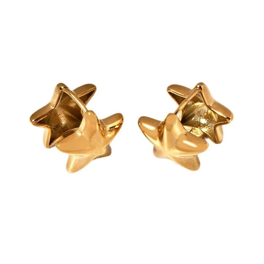 Earrings Gilded Star with Double-side-EA504