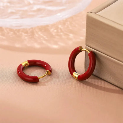 Gold plated steel hoop earrings in various colors-EA526