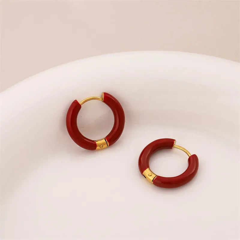 Gold plated steel hoop earrings in various colors-EA526