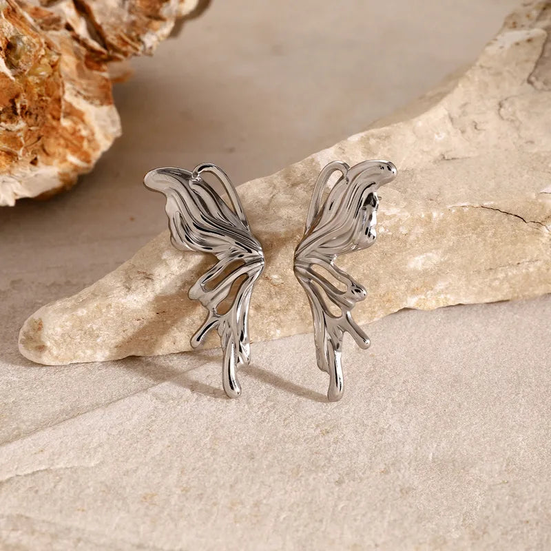 Earrings steel butterfly wings-ea611