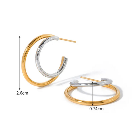 Earrings crescent gold and silver-ea477