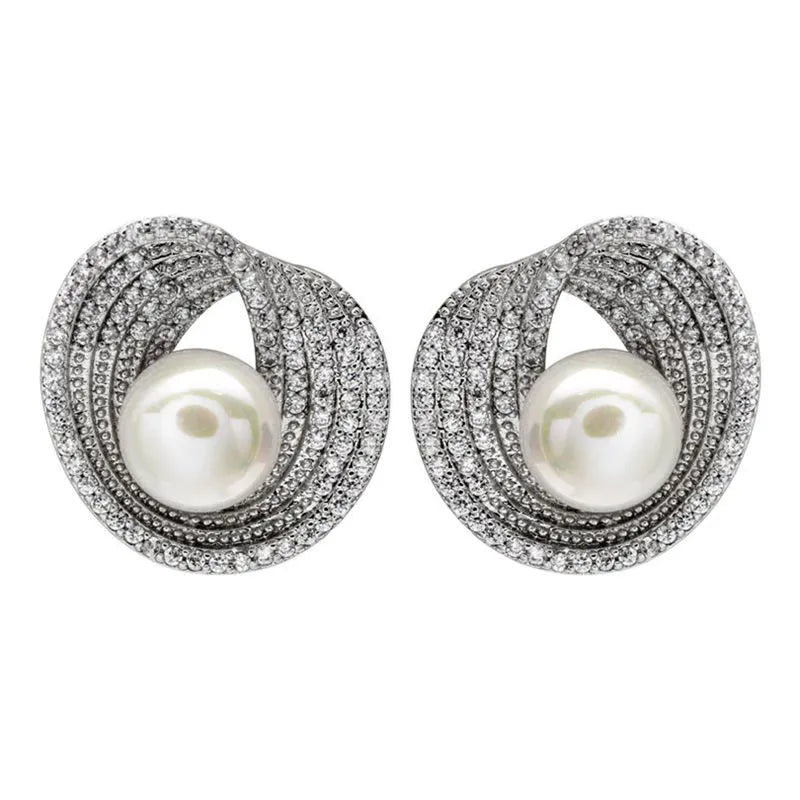 Orecchini con perle e pietre zirconi-EA538