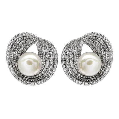 Orecchini con perle e pietre zirconi-EA538