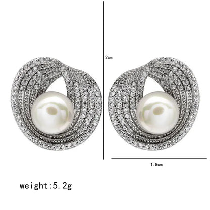 Σκουλαρίκια με μαργαριτάρι και πέτρες zircon-EA538