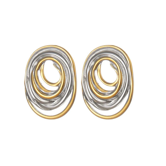 Earrings of steel gold and silver spinning-ea337