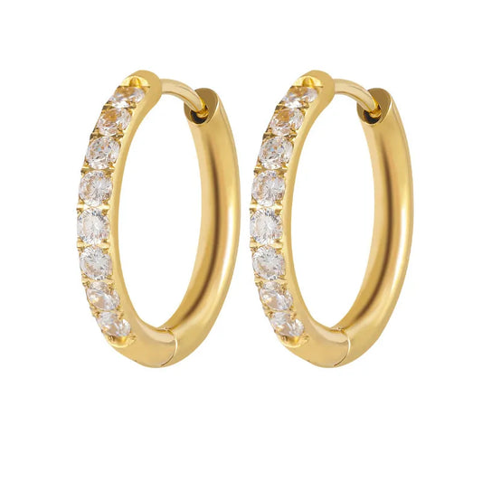 Earrings gold rings with zircon-ea418