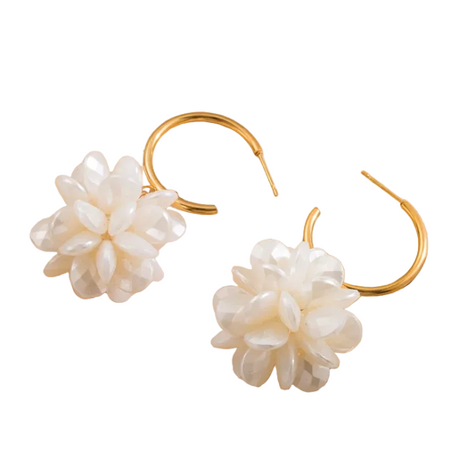 Σκουλαρίκια επιχρυσωμένο ατσάλι ακρυλικά λουλούδια- EA783