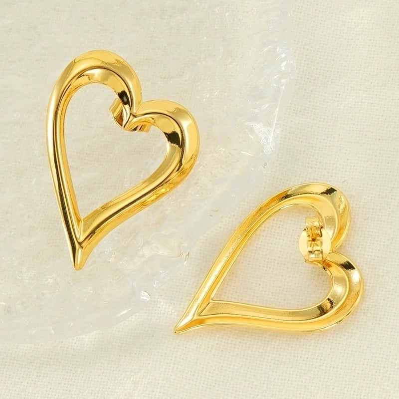 Σκουλαρίκια ατσάλινα χρυσά μεγάλη καρδιά-EA545