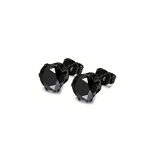 Earrings of steel black diamond-ea561