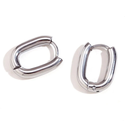 Silver Oval-ea035 earrings