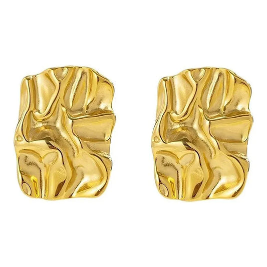 Σκουλαρίκια χρυσά με υφή-EA508