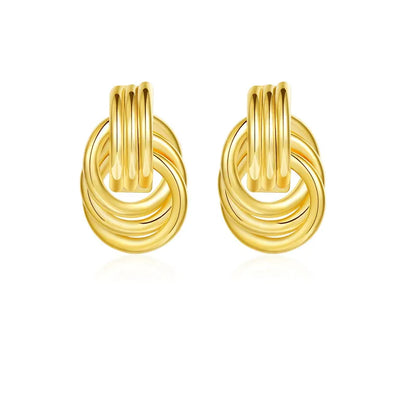 Earrings gold brass double knot-ea581