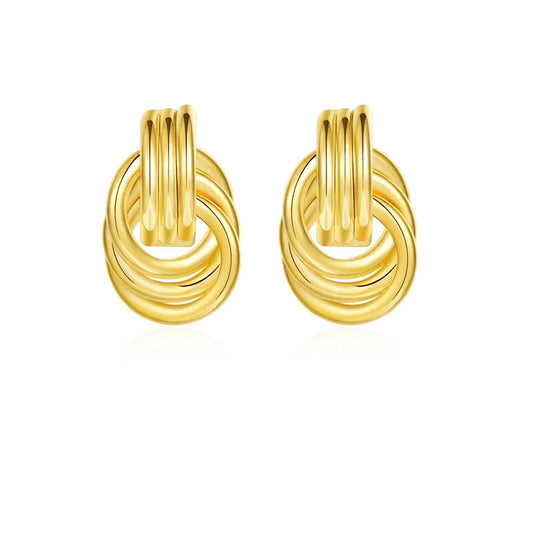 Earrings gold brass double knot-ea581