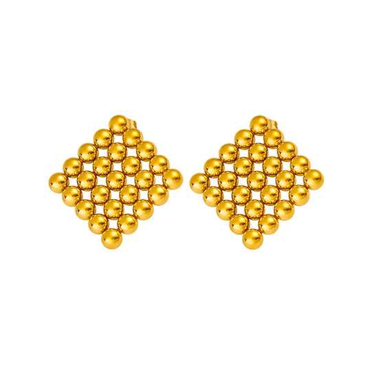 Earrings gilded steel with bullets in square-ea582