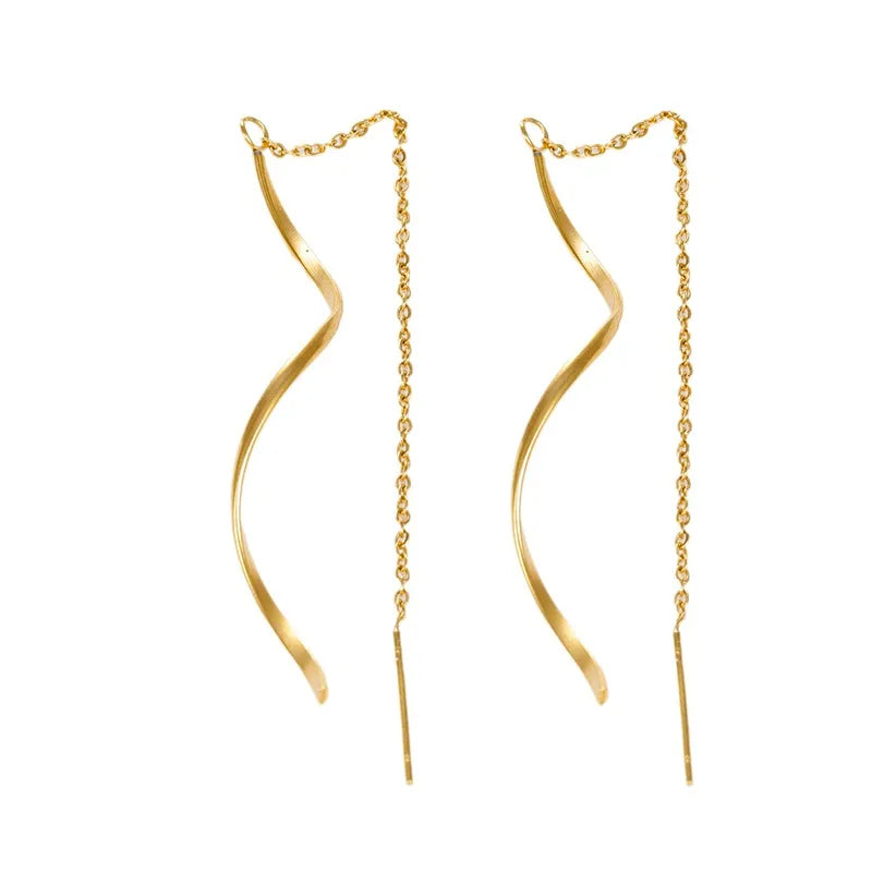 Earrings gold steel away with wave-ea618