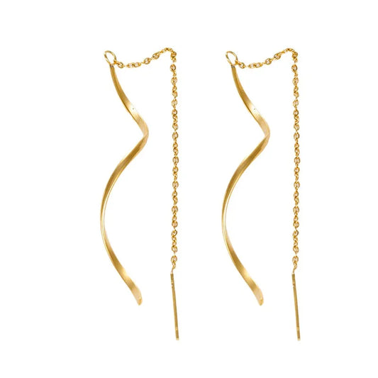 Earrings gold steel away with wave-ea618