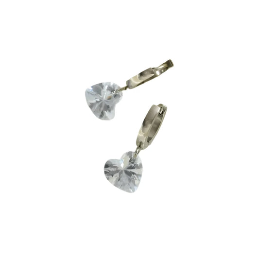 Steel earrings with zircon-ea447 hearts