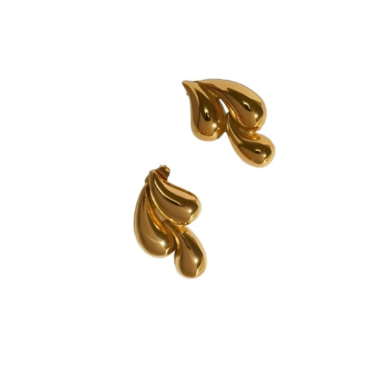 Σκουλαρίκια ατσάλι χρυσό σε σχήμα σταγονών-EA634
