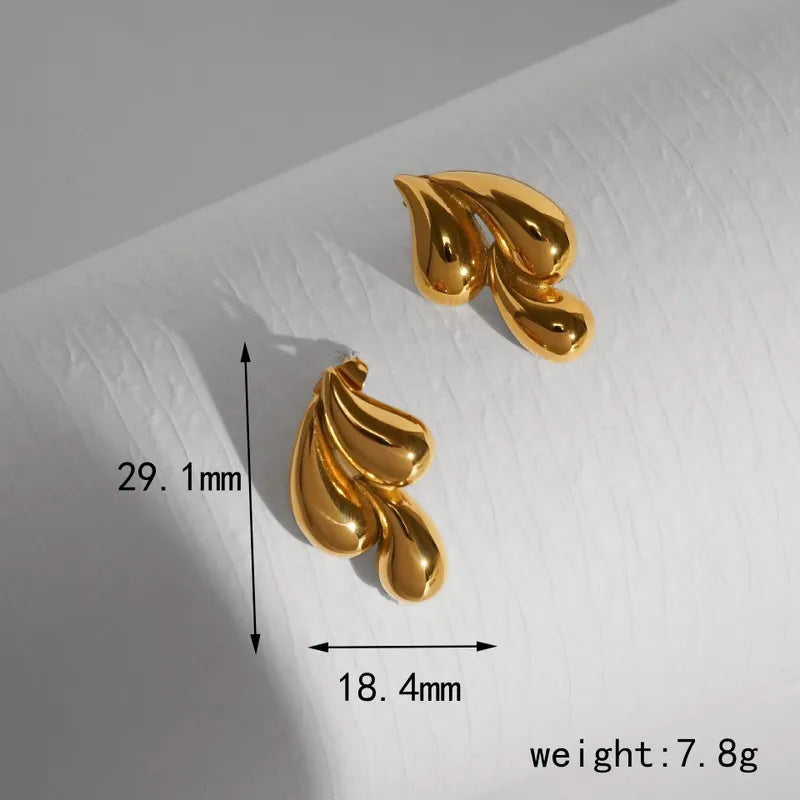 Σκουλαρίκια ατσάλι χρυσό σε σχήμα σταγονών-EA634