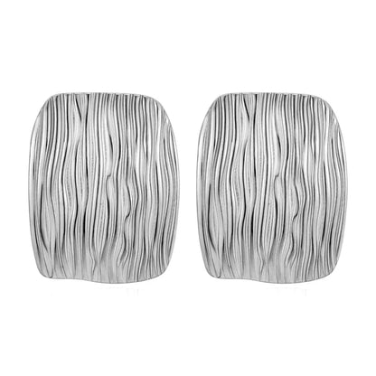 Σκουλαρίκια ατσάλινά ασημί με ρίγες - W014