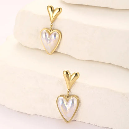 Σκουλαρίκια με καρδιές ατσάλι χρυσό-EA536