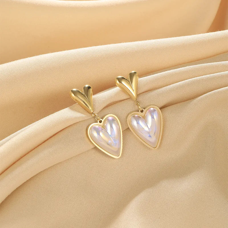 Σκουλαρίκια με καρδιές ατσάλι χρυσό-EA536