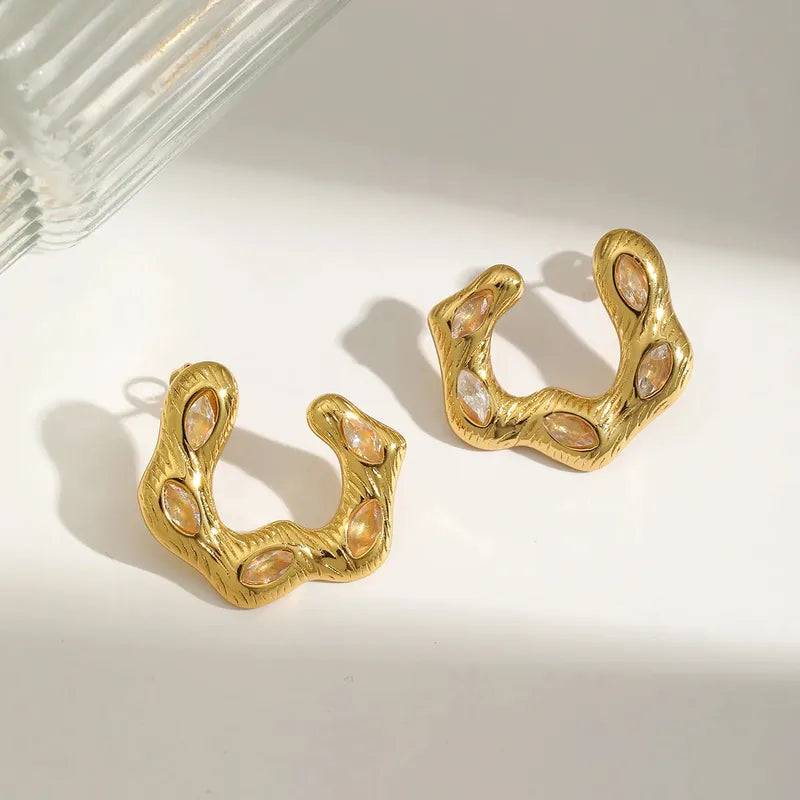 Σκουλαρίκια ατσάλινα χρυσά - w454