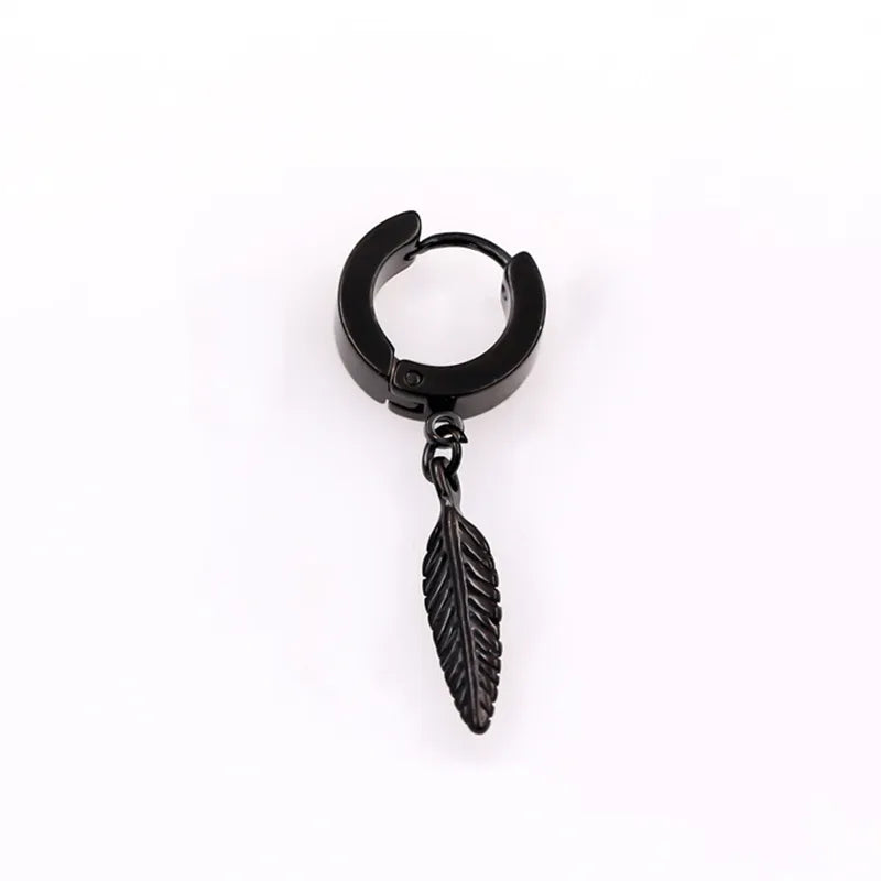 Σκουλαρίκια ατσάλι μαύρο φτερό-EA686