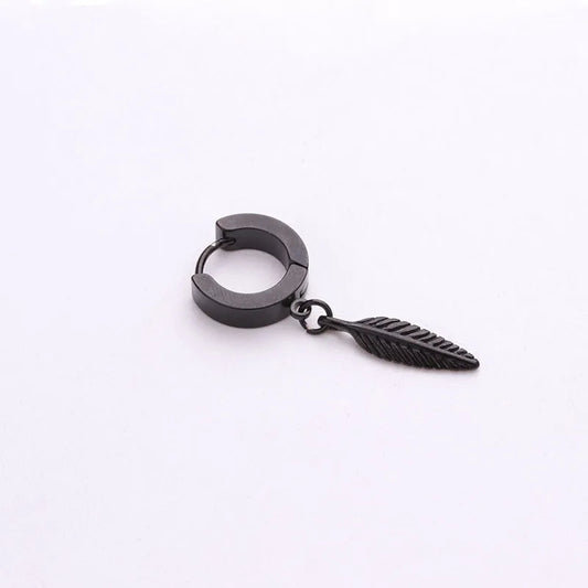 Σκουλαρίκια ατσάλι μαύρο φτερό-EA686