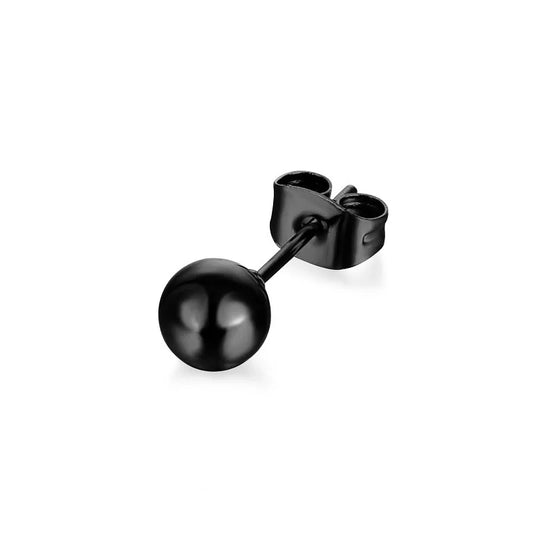 Earring 1 piece black round-ea020