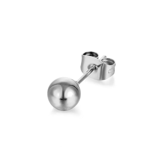 Earring single silver round 1 piece-ea367