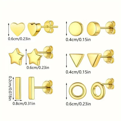 Set of earrings 6 pairs of geometric-set057