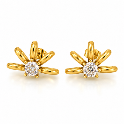 Goldene Stahlohrringe mit braunen Steinen – EA320