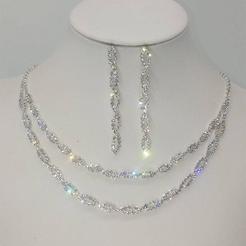 Rhinestone necklace and earrings set - SET017