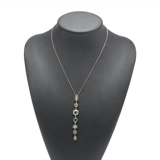 Collana con perle blu e stella marina in acciaio - NE449