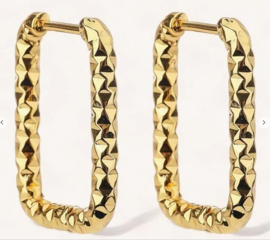 Earrings of Gold Plated Steel rectangular links-ea312