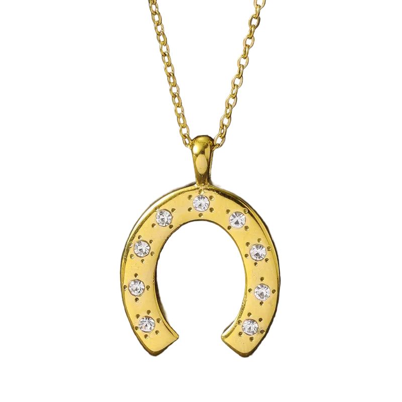 Κολιέ επιχρυσωμένο ατσάλι πέταλο με στρασάκια-NE559