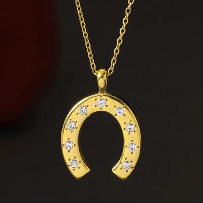 Κολιέ επιχρυσωμένο ατσάλι πέταλο με στρασάκια-NE559