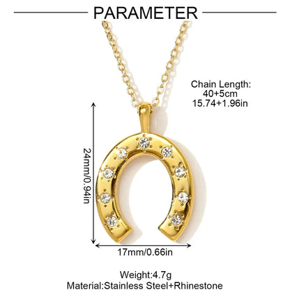 Κολιέ επιχρυσωμένο ατσάλι πέταλο με στρασάκια-NE559