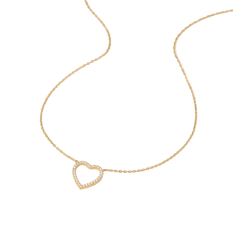 Κολιέ επιχρυσωμένο ατσάλι καρδιά zircon - NE714