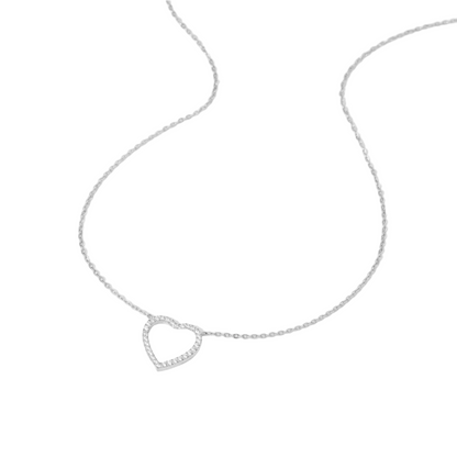 Κολιέ ατσάλι με καρδιά zircon - NE715