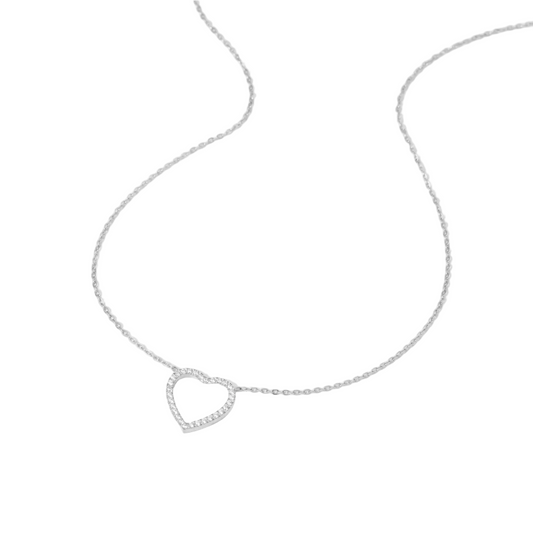 Κολιέ ατσάλι με καρδιά zircon - NE715