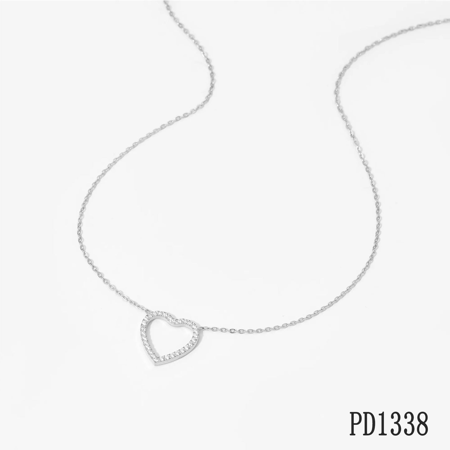 Κολιέ ατσάλι με καρδιά zircon - NE715