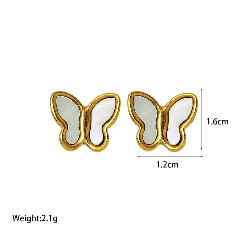 Σκουλαρίκια ατσάλινα με πέταλούδα - w520