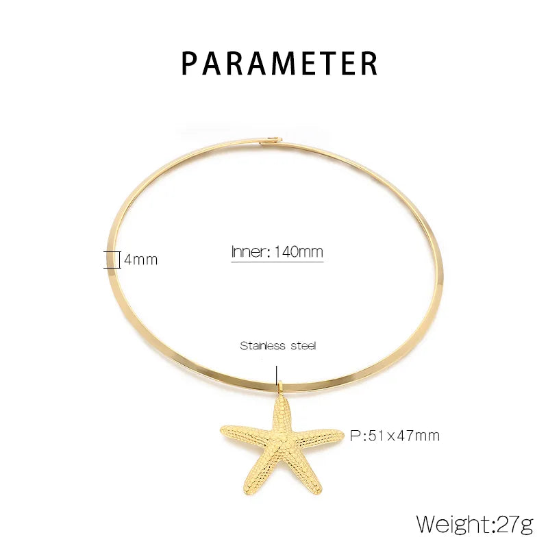 Κολιέ επιχρυσωμένο ατσάλι με αστερία - NE642